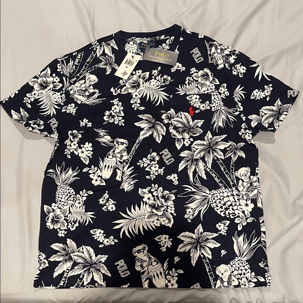 Polo by Ralph Lauren Men's Navy and White Tropical Tee